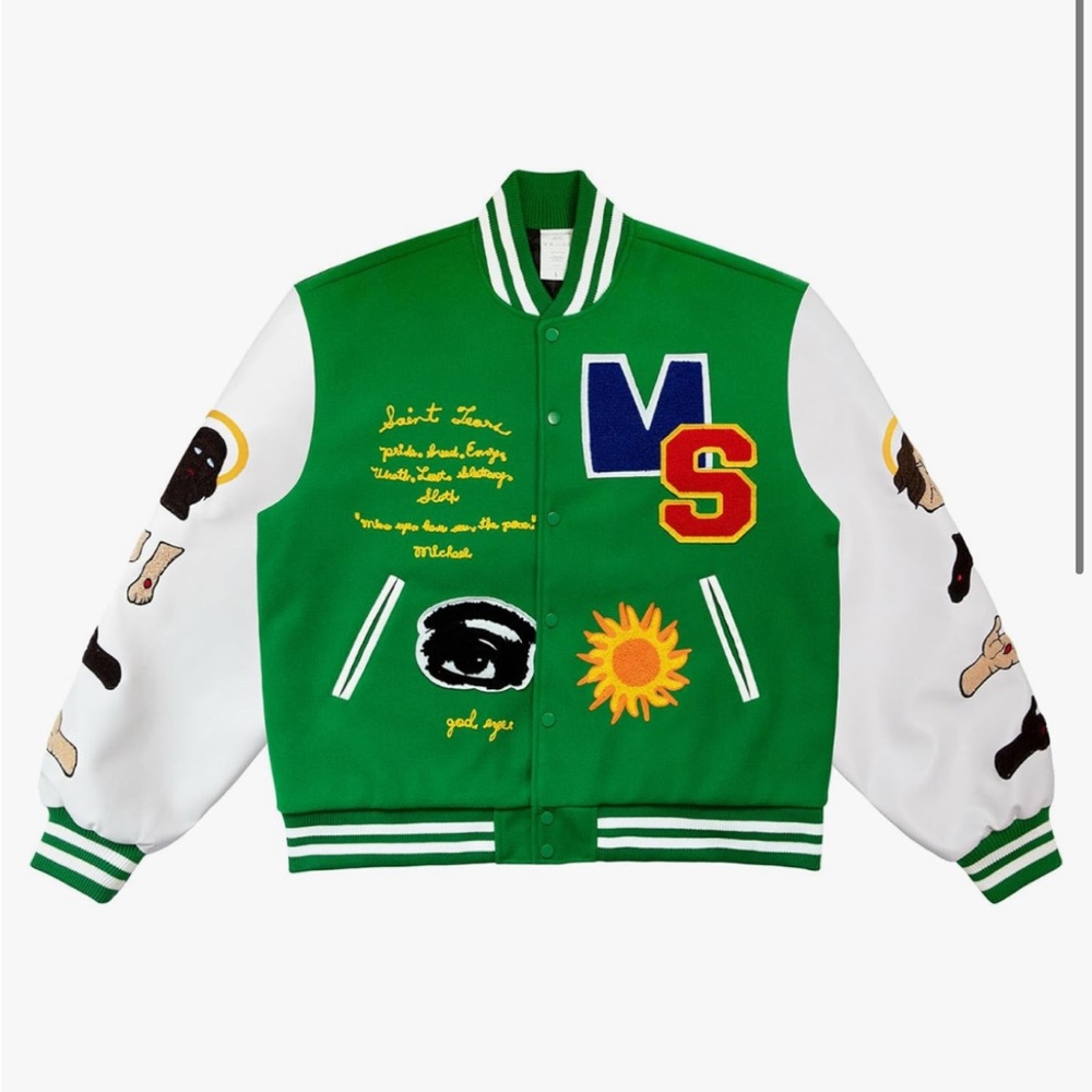 Green Varsity Patch Work Oversized Jacket - image 1